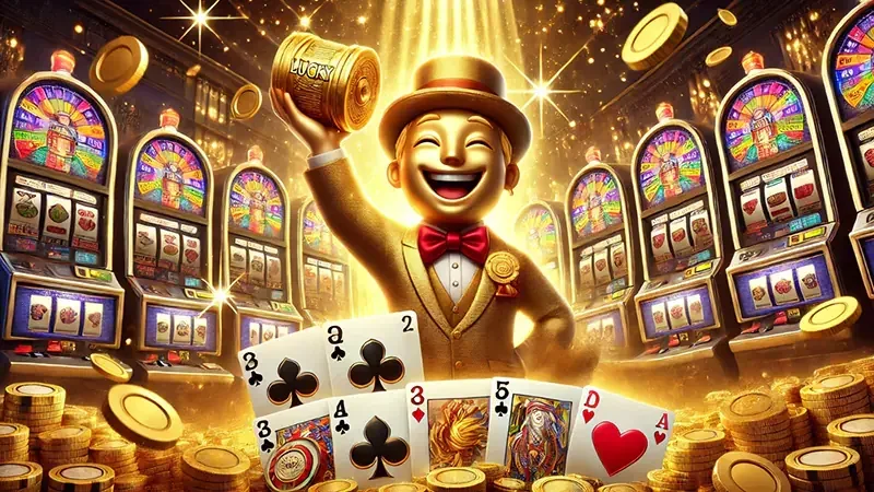 Layar permainan slot yang menampilkan simbol dan putaran bonus