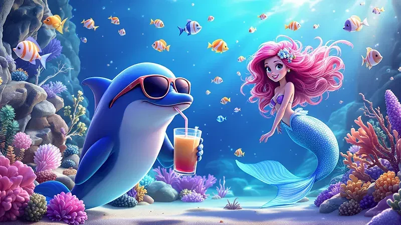 Adegan sasaran ikan dan efek tembakan di layar permainan